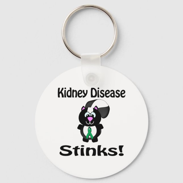 Kidney Disease Stinks Skunk Awareness Design Keychain (Front)