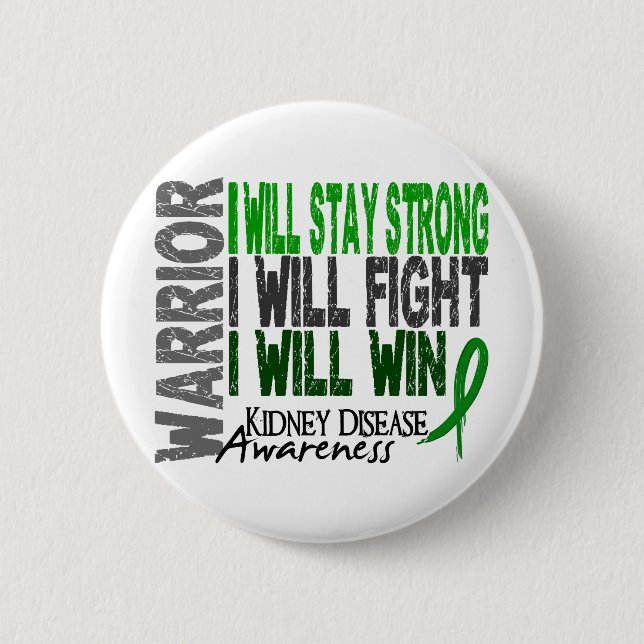 Kidney Disease Warrior 2 Inch Round Button (Front)