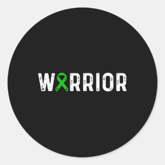 Kidney Disease Warrior Awareness Green Ribbon Classic Round Sticker