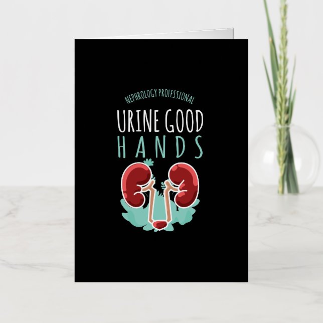 Kidney Doctor Urology Gift Urine Good Hands Foil Greeting Card (Front)