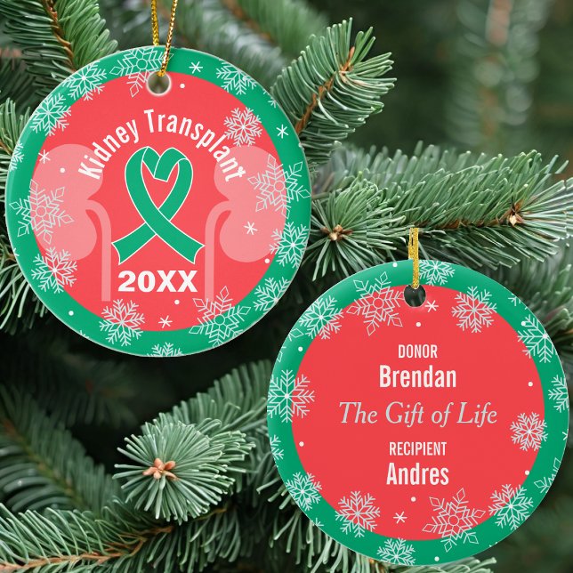 Kidney Transplant Donor & Recipient Holiday Ceramic Ornament (Creator Uploaded)