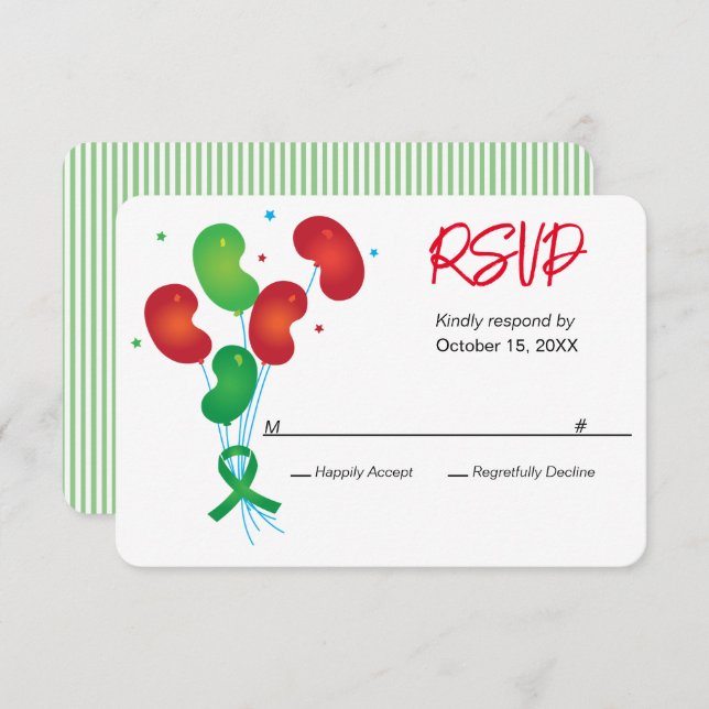 Kidney-versary Balloons Customizable Party RSVP (Front/Back)