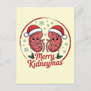 Kidneymas Christmas Funny Kidney Holiday for Nephr Postcard