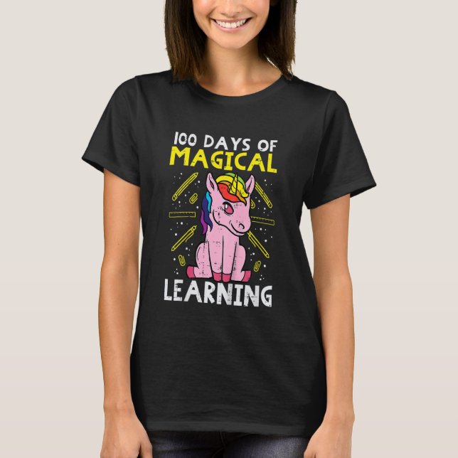 Kids 100 Days Magical Learning Unicorn 100th Day S T-Shirt (Front)