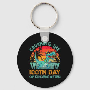 Kids 100 Days Of Kindergarten Crushing 100th Day O Keychain