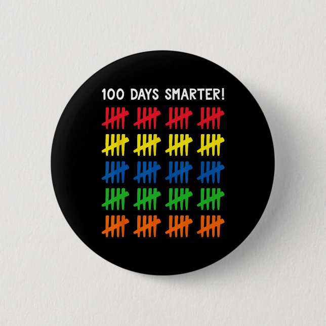 Kids 100 Days of School  100 Tally Marks  2 Inch Round Button (Front)
