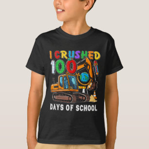 Kids 100 Days Of School Construction Vehicle Toddl T-Shirt