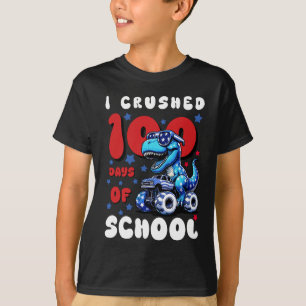 Kids 100 Days of School Dinosaur Monster Truck T-Shirt