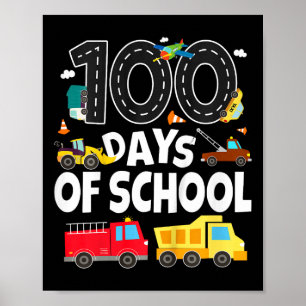 Kids 100 Days Of School Transportation Vehicle Tod Poster