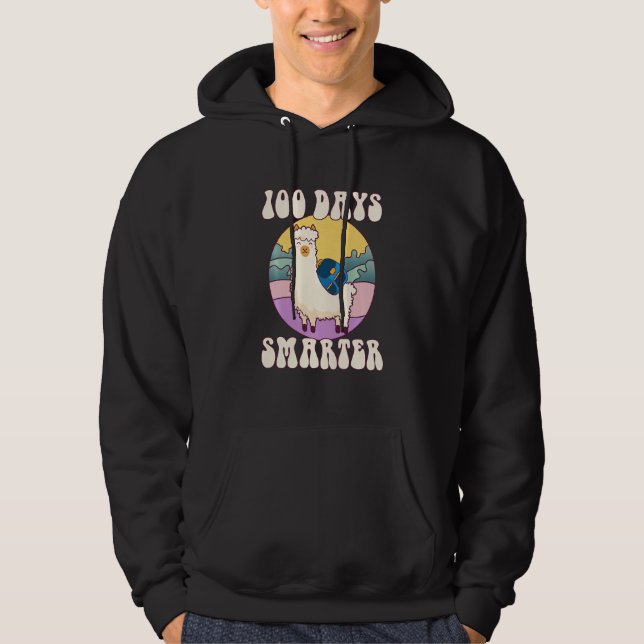 Kids 100 days smarter, Cute llama Happy 100th Day  Hoodie (Front)