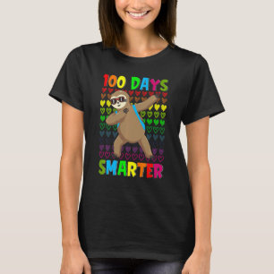Kids 100 Days Smarter Hearts Dabbing Sloth 100th D T-Shirt