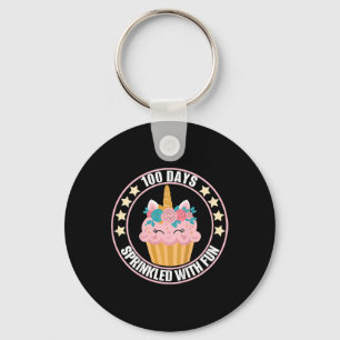 Kids 100 Days Sprinkled With Fun Cupcake Shirt Hap Keychain