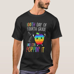 Kids 100th Day Of Fourth Grade And Still Poppin It T-Shirt