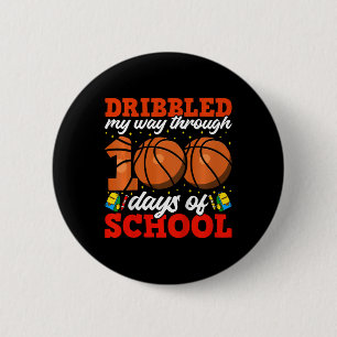 Kids 100th Day Of School Boys Basketball 100 Days 2 Inch Round Button