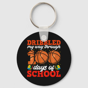 Kids 100th Day Of School Boys Bysketbyll 100 Days Keychain