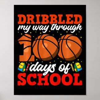 Kids 100th Day Of School Boys Bysketbyll 100 Days  Poster