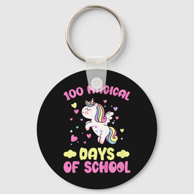 Kids 100th Day Of School Girls 100 Magical Days Of Keychain (Front)