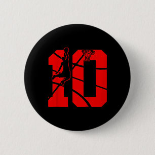 Kids 10 Year Old 10th Basketball Birthday PartyThe 2 Inch Round Button