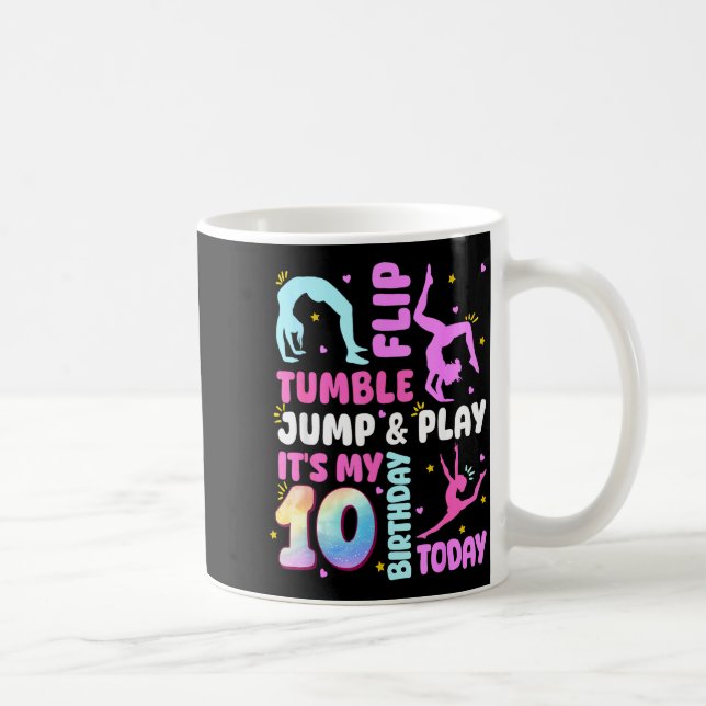 Kids 10 Year Old Bday Gymnast 10th Gymnastics Birt Coffee Mug (Right)