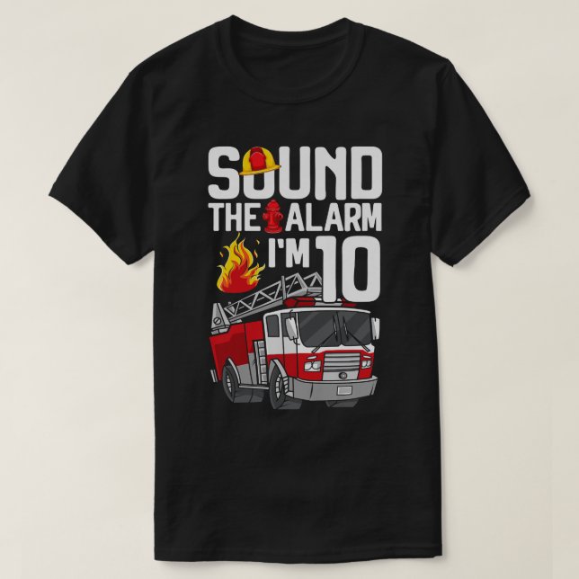 Kids 10 Year Old Firefighter 10th Birthday Boy Fir T-Shirt (Design Front)