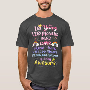 Kids 10 Years 120 Months Of Being Awesome Funny T-Shirt