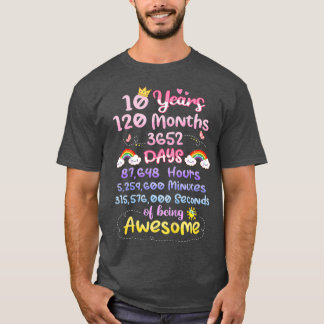 Kids 10 Years 120 Months Of Being Awesome Funny T-Shirt