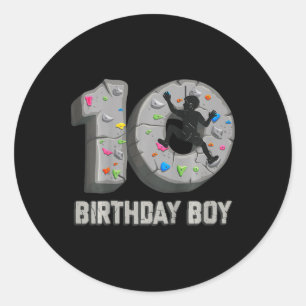 Kids 10 Years Old Rock Climbing 10th Birthday Adve Classic Round Sticker