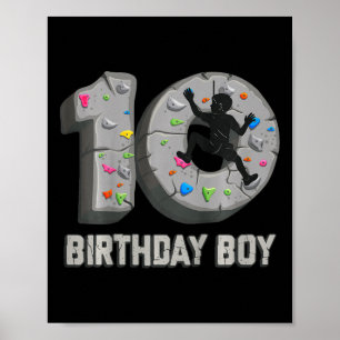 Kids 10 Years Old Rock Climbing 10th Birthday Adve Poster