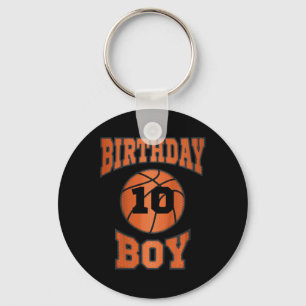 Kids 10th 10 ten years old happy birthday boy bask keychain