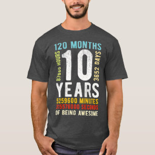 Kids 10th Birthday 10 Years Old Vintage Retro 120  T-Shirt
