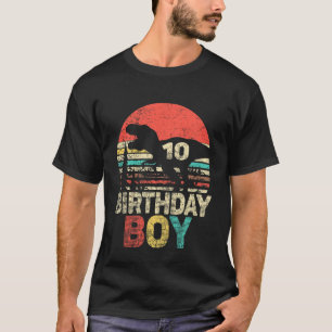 Kids 10th Birthday Boy 10 Year Old Dinosaur Rex Bi T-Shirt