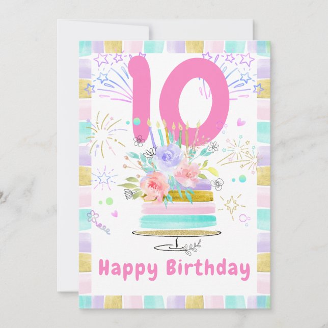 Kids' 10th birthday cards for girls (Front)