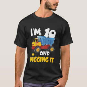 Kids 10Th Birthday Gift Construction Truck Party 1 T-Shirt