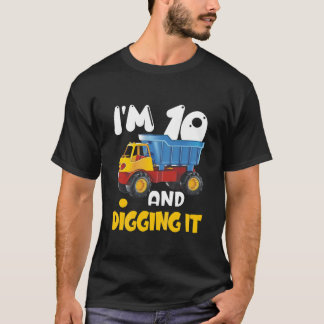 Kids 10Th Birthday Gift Construction Truck Party 1 T-Shirt