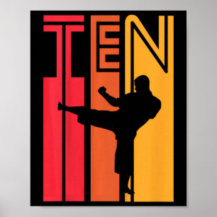 Kids 10th Birthday Gift Karate Retro Taekwondo Mar Poster