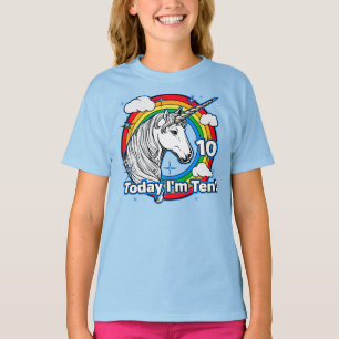 Kid's 10th Birthday Rainbow Unicorn Today I'm Ten T-Shirt