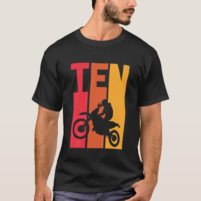 Kids 10Th Birthday Retro Motocross 10 Years Boys G T-Shirt (Front)