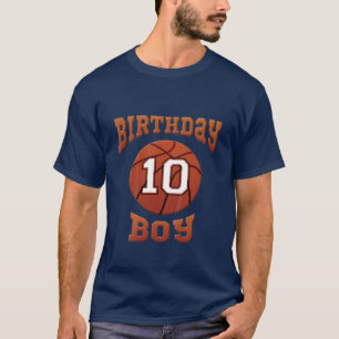 Kids 10Th Tenth 10 Ten Years Old Birthday Boy Bask T-Shirt