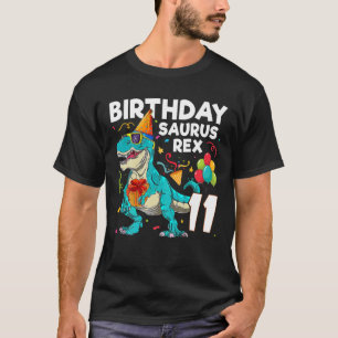 Kids 11 Years Old Boy And Girl 11Th Birthday Dinos T-Shirt