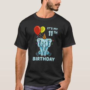 Kids 11th Birthday Elephant It's My 11th Bday Part T-Shirt