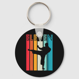 Kids 11th Birthday Gift Karate Retro Taekwondo Mar Keychain