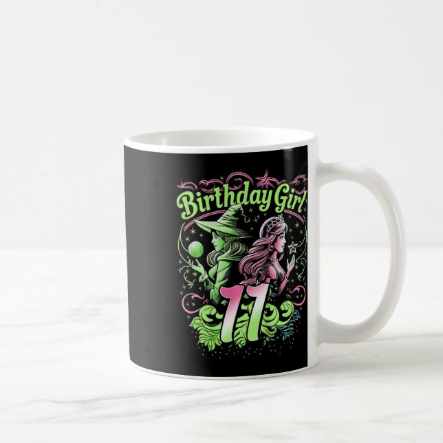 Kids 11th Birthday Witch Pink And Green 11 Year Ol Coffee Mug (Right)