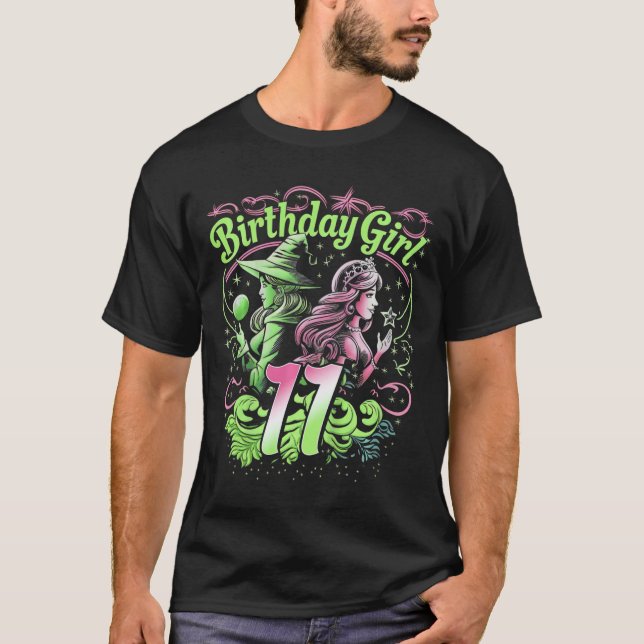 Kids 11th Birthday Witch Pink And Green 11 Year Ol T-Shirt (Front)