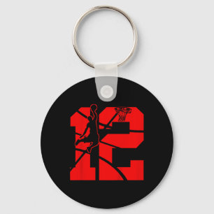 Kids 12 Year Old 12th Bysketbyll Birthday Partythe Keychain