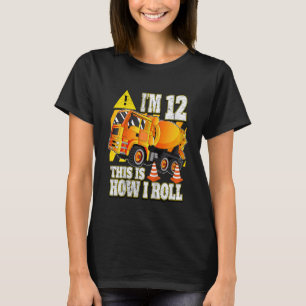 Kids 12 Year Old Birthday  Concrete Mixer Truck T-Shirt