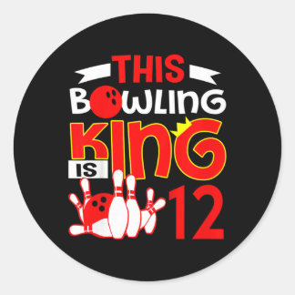 Kids 12th Birthday Graphic - This Bowling King Is  Classic Round Sticker