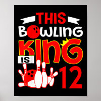 Kids 12th Birthday Graphic - This Bowling King Is