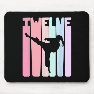 Kids 12th Birthday Retro Taekwondo Karate Girls 12 Mouse Pad