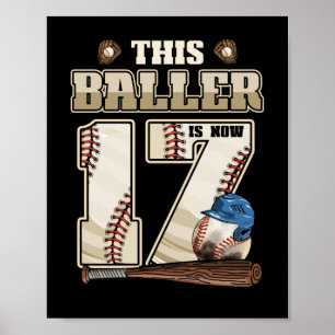Kids 17th Birthday Baseball Boy Seventeen Year Old Poster
