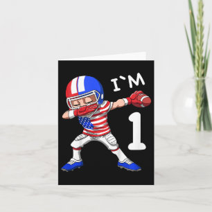 Kids 1 Birthday American Football Dabbing 1 Year O Card